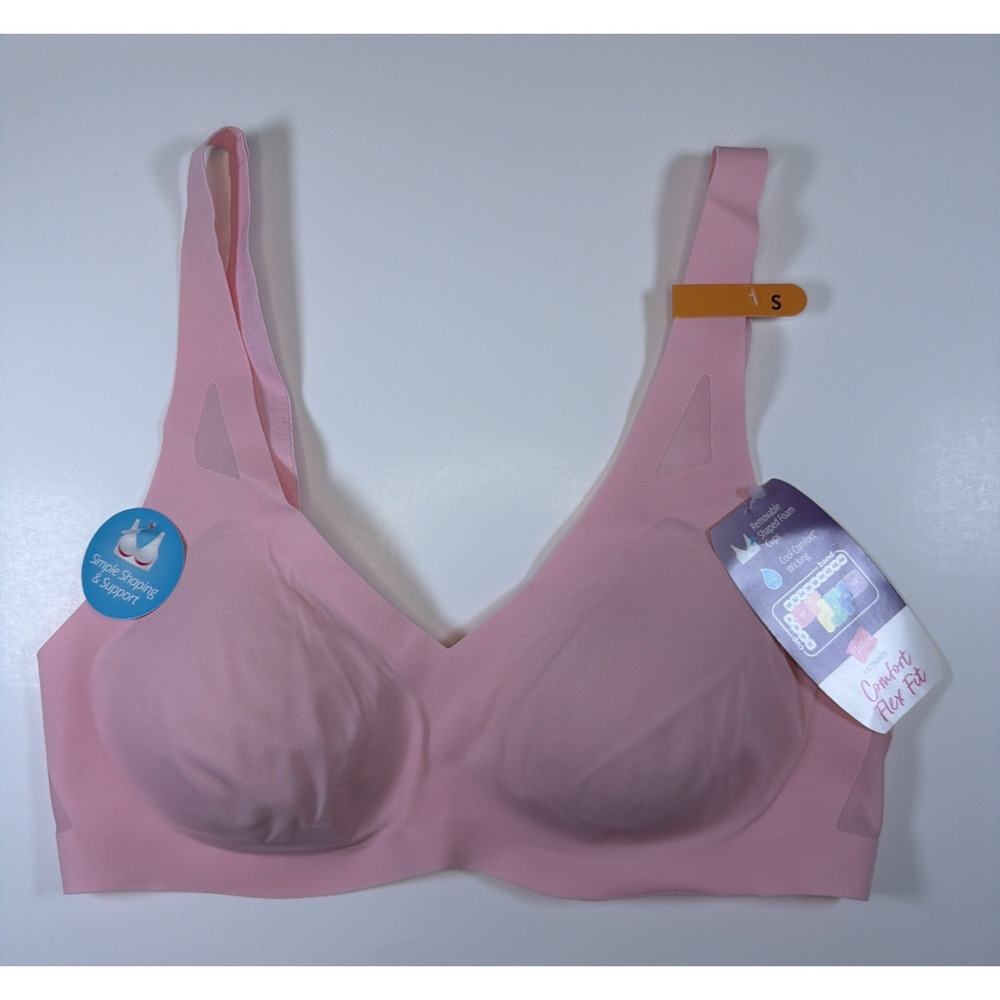 HANES Women Ultra Light Comfort Wireless Pullover Bra/Bralette DHHU42 S Pink NWT